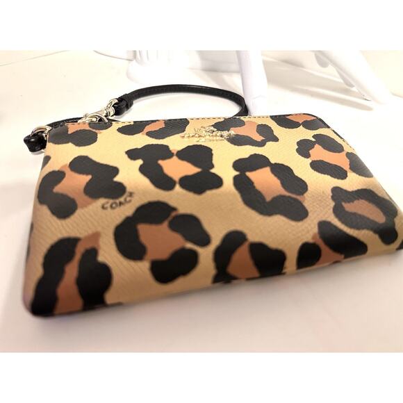 Coach Crossgrain Ocelot Animal Print Wristlet, Black, Tan, Beige, Sz: OS, 41-02 - Picture 5 of 7